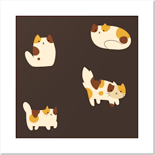 Four Calico Cats Posters and Art